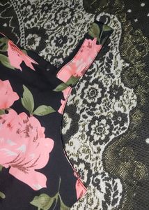 300 Coins Off .. Floral Black Dress