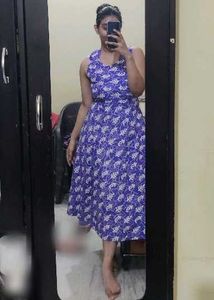 Lovely Blue Floral Midi Dress