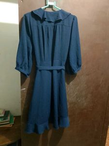 offer price Ruffled Navy Blue Dress