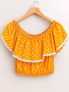 Yellow Polka Dot Off-Shoulder Top