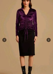 Free delivery Velvet Ruched Long Sleeve Top