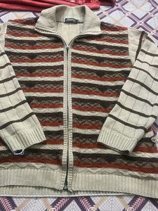 Men's Striped Zip-Up Sweater