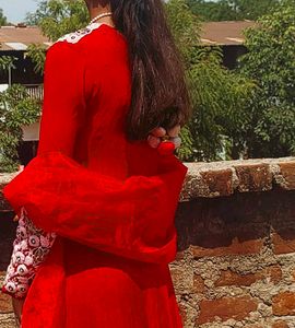 Red Embroidered Kurta Set