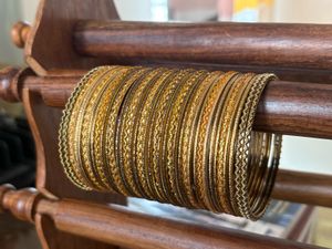 Gold Tone Metal Bangle Set