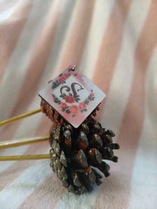 S letter floral peach-pink keychain