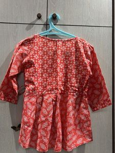Women's orange Printed Wrap Kurta