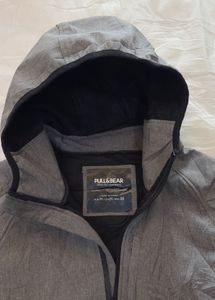 pull&amp;bear Men's Grey Hooded Softshell Jacket