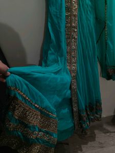 Elegant Green &amp; Gold Ethnic Gown