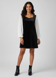 Chic Black Velvet Mini Dress free size dres
