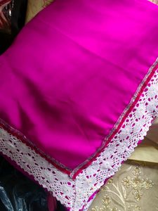 Soft White Border Pink Saree
