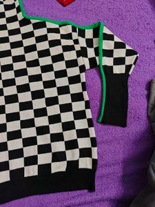 Checkered Turtleneck Sweater