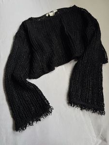 Black Sheer Cropped Sweater