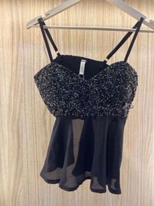 Black Embellished Camisole Top