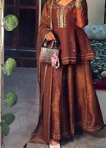 Elegant Brown Kurta Set with Dupatta
