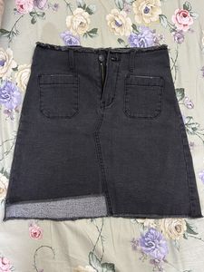 Charcoal Denim Skirt