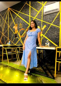 Blue Floral Midi Dress
