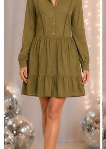Chic Olive Green Tiered Mini Dress