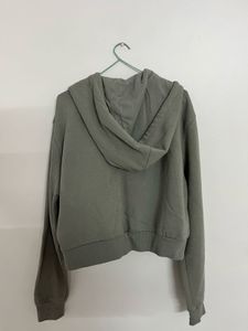 H&amp;M Sage green solid zipper hoodie