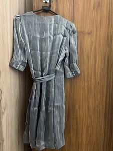 Zara Metallic Silver Wrap Dress