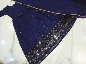 Elegant Navy Blue Embellished Dress