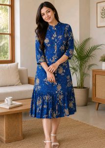 Blue Floral Print Kurta