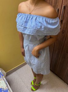 Chic Off-Shoulder Striped Dress
