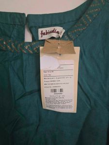 Teal Green Embroidered FabIndiaTop with tag