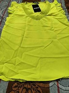 SHEIN Yellow Ruffle Sleeve Top