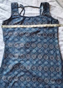 Blue Geometric Print Mini kurta