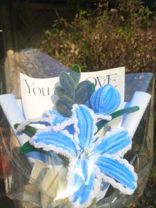 blue lilies and tulip