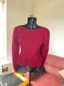 Chic Burgundy Peplum Top