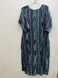 Green &amp; Blue Ikat Print Kurta