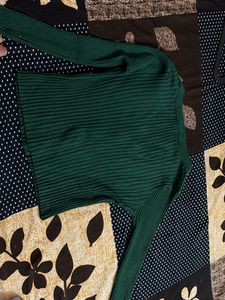Stylish Green Ribbed Cardigan