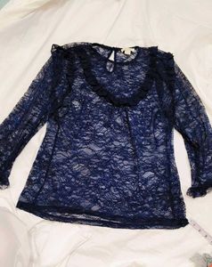 Elegant Navy Lace mesh top