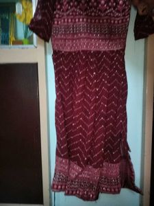 Stunning Maroon Sequined Ethnic Gown