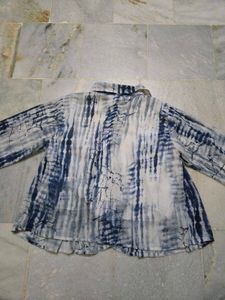 Blue Tie-Dye Shirt Tunic Top