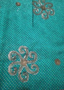 Teal Sequin Embellished Saree