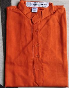 Men's Orange Cotton Kurta