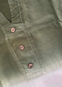 Olive Green &amp; White Cotton SIZE L