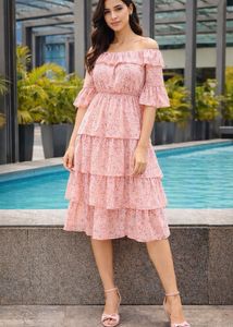Ruffle Tiered Off-Shoulder Floral Dress