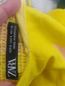 Zara Yellow Peplum Crop Top