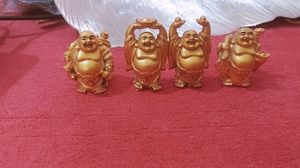 Set of 4 Golden Laughing Buddha Idols