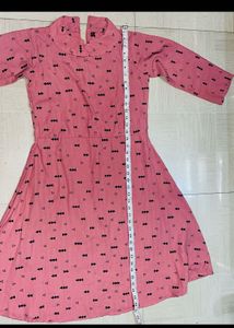 Chic Pink Printed Midi Dress