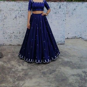 Stunning Royal Blue Lehenga Choli hend work