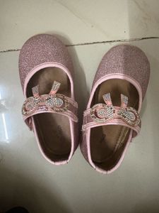 Sparkly Pink Ballet Flats with Bow Detail