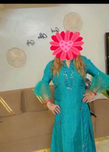 Elegant Teal Kurta Set with Sharara