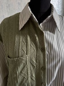 Striped Shirt with Textured Vest Overlay