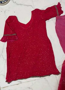 Vibrant  pink Sequin kurta  Sharara Set