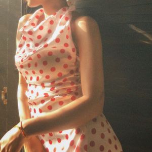 Halter neck polka dot dress