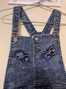 Denim Dungarees with Bow Detail